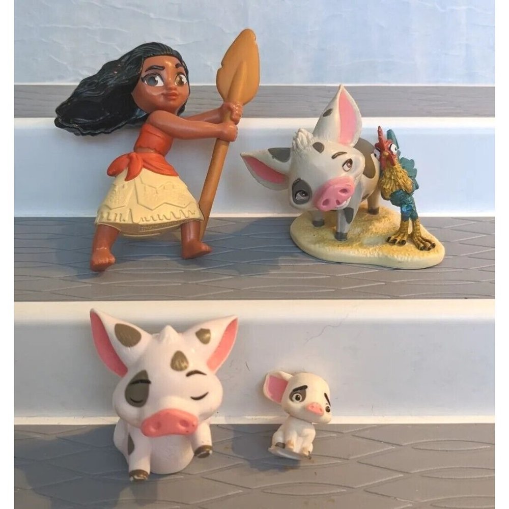 Disney Moana Figures Lot Hei Hei Pua Cake Toppers Pig Rooster Girl Mini Birthday